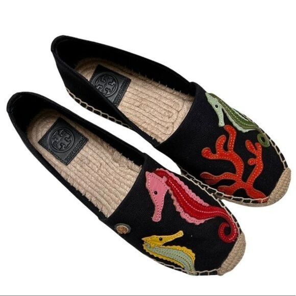 Tory Burch SEAHORSE ESPADRILLE Navy Size US 7.5 - Picture 1 of 9